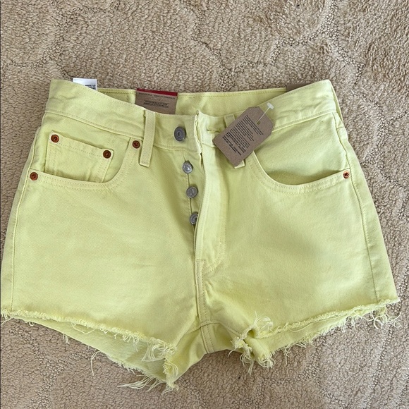 Levi's Pastel Yellow Jean Shorts - Picture 4 of 5